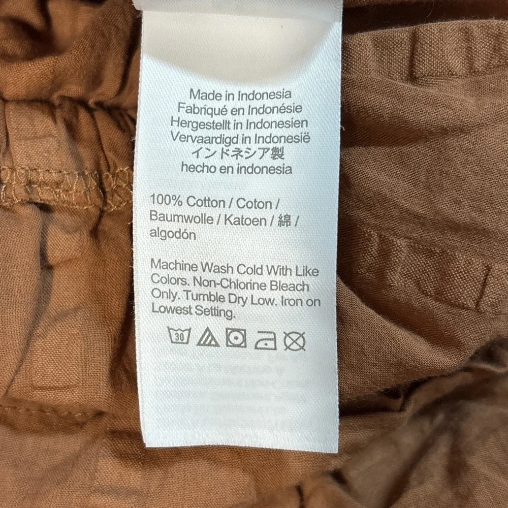 J.CREW Re-Imagined Brown Smocked Peplum Blouse | Size L